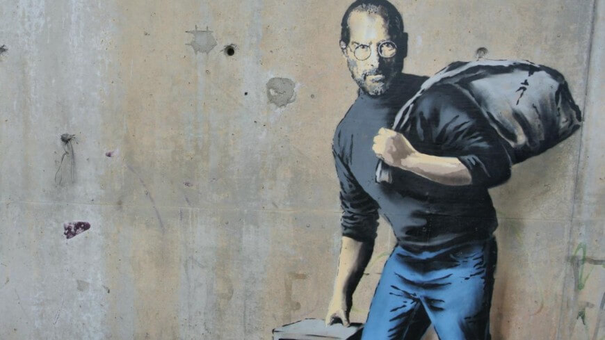 Fresque de Banksy représentant steve jobs