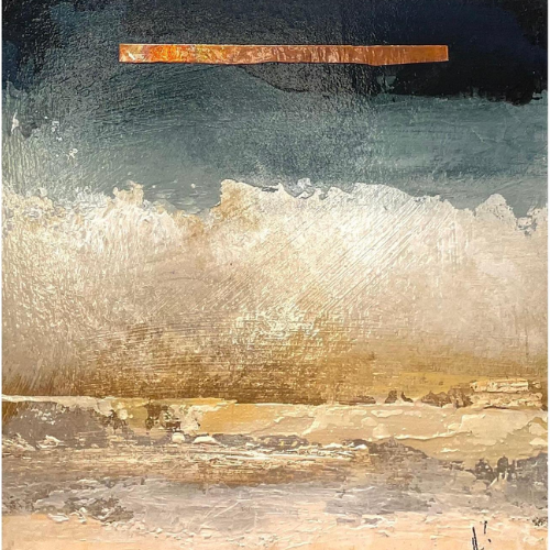  This unique and original contemporary artwork titled "Abstraction #8685" was created by the contemporary artist Christian Hévin. The artist used the Mixed media technique to create this small-sized painting on wood in an abstract style with minimalist themes.