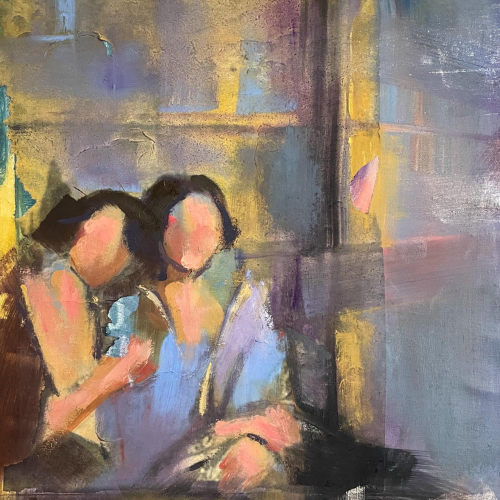 tableau peinture acrylique sur toile, fenêtre sur l'amour, fait main et  unique