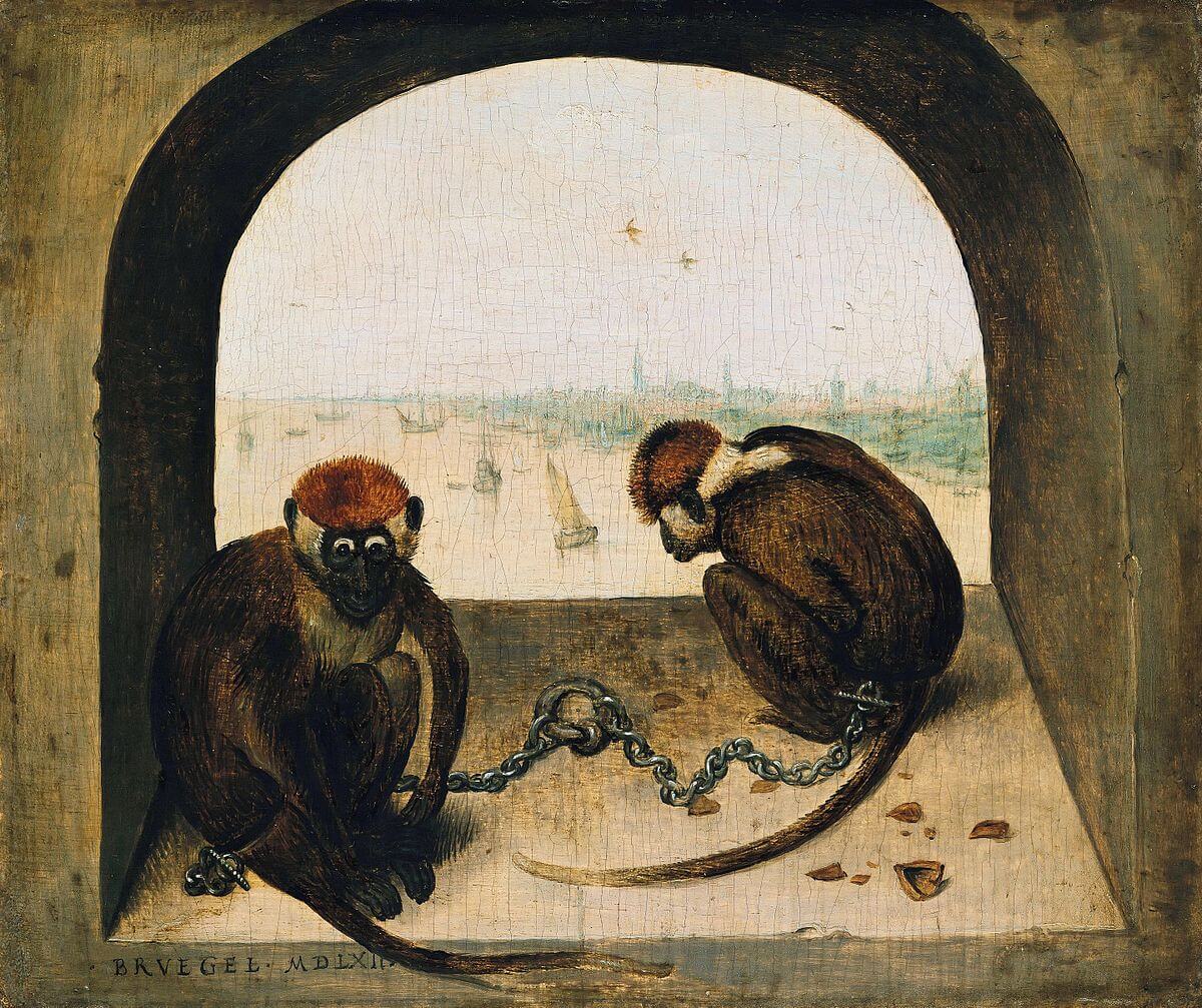 tableau singe « Deux Singes » - Pieter Brueghel l'Ancien en 1562