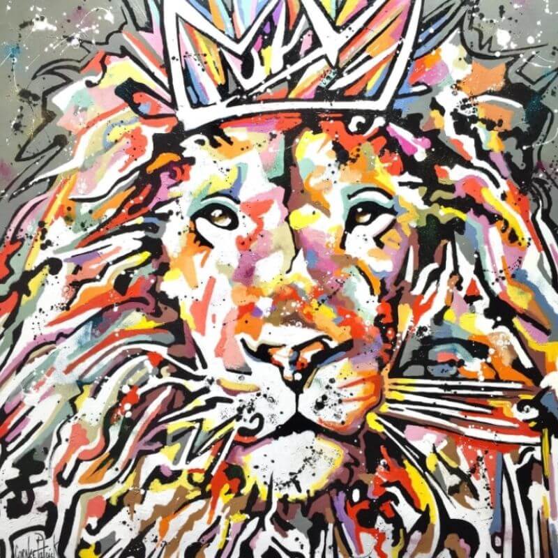 tableau lion de patrick cornée 