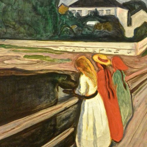 berühmte Werke Munch junge Mädchen auf einer Brücke