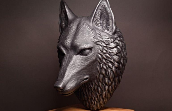 Sculpture d'animaux : Loup réalisée par le sculpteur NI'KO