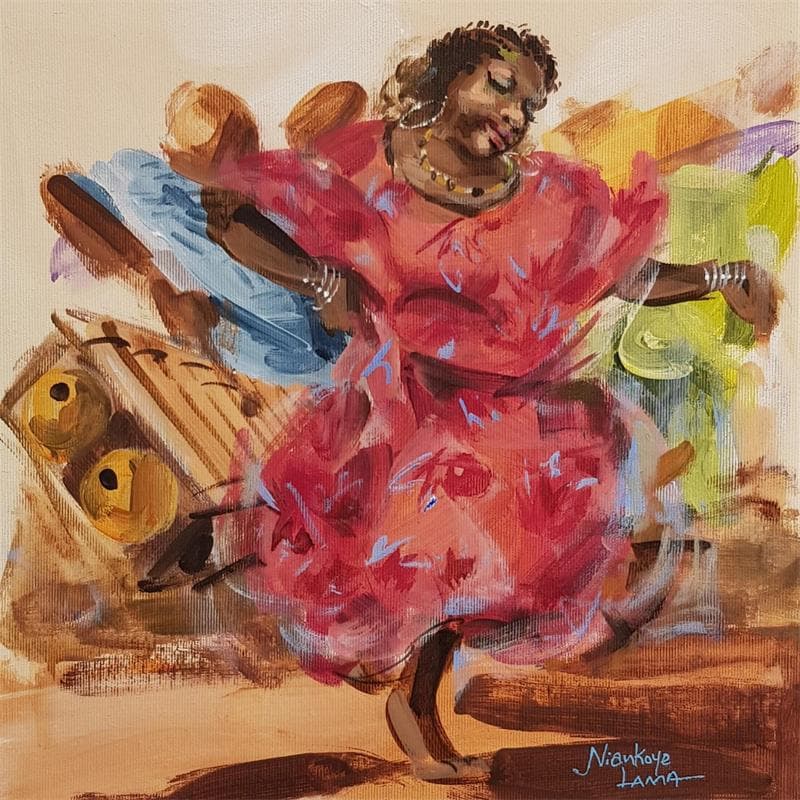 Painting LA DANSEUSE DU BALAFOND by Lama Niankoye | Painting Figurative Life style Acrylic