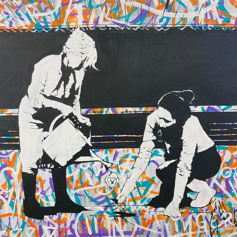 Painting Metropolitan flowers by Di Vicino Gaudio Alessandro | Painting Street art Life style Graffiti Acrylic