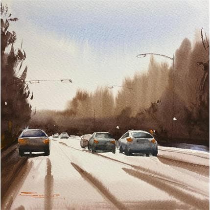 Painting One for the Roads by Dandapat Swarup | Painting Figurative Watercolor Landscapes, Life style, Pop icons, Urban