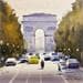 Gemälde Driving on the Champs-Elysées von Dandapat Swarup | Gemälde Figurativ Landschaften Urban Alltagsszenen Aquarell