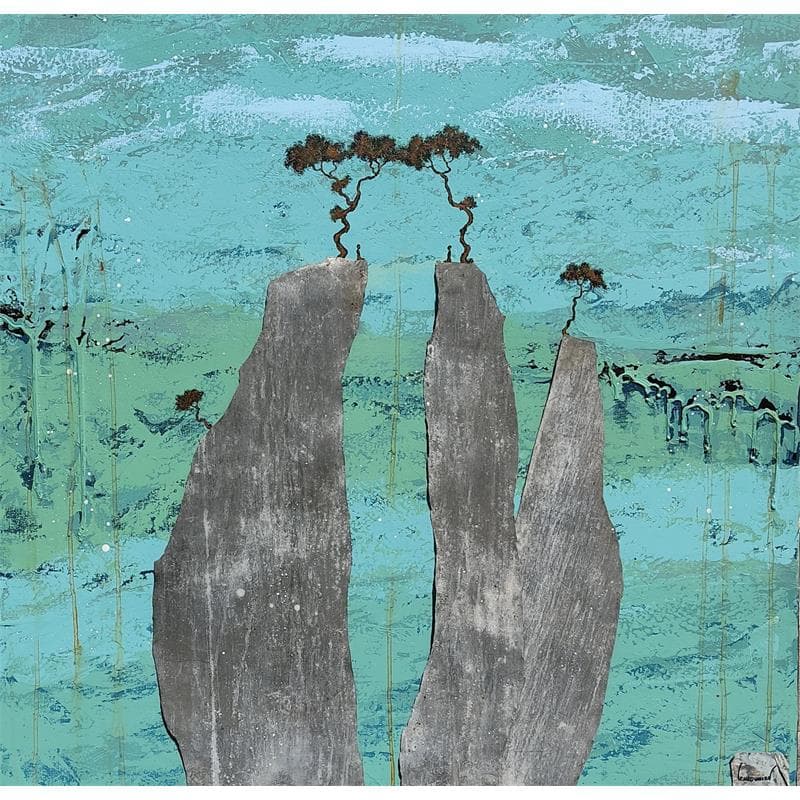 Painting AT THE TOP OF BORNEO JUNGLE by Lemonnier  | Painting Figurative Landscapes Minimalist