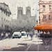 Pintura Remembering Notre-Dame por Dandapat Swarup | Pintura Figurativo Paisajes Urbano Life style Acuarela