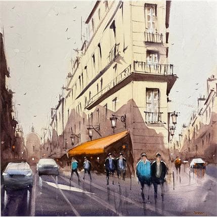 Peinture Bonjour Paris  par Dandapat Swarup | Tableau Figuratif Aquarelle Paysages, Scènes de vie, Urbain
