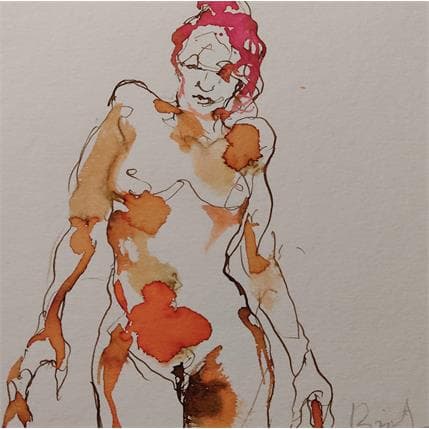 Painting anaïs debout by Brunel Sébastien | Painting Figurative Watercolor Nude