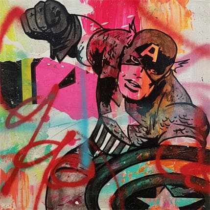 Pintura Captain A por Mestres Sergi | Pintura Pop art Graffiti Iconos pop
