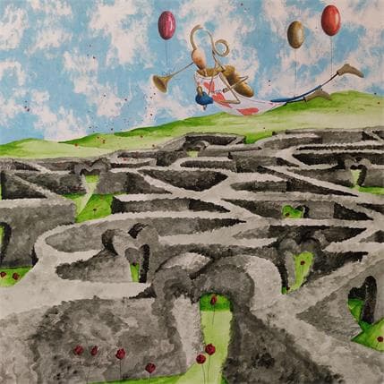 Painting Il custode del labirinto by Nai | Painting Surrealism Acrylic Life style