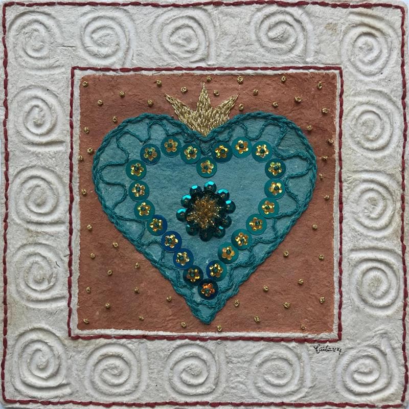 Peinture The heart is king par Vazquez Laila | Tableau Figuratif Matiérisme Paysages Aquarelle