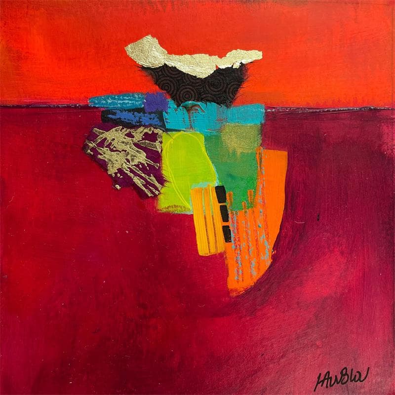 Painting Sous la mer by Lau Blou | Painting Abstract Minimalist Acrylic