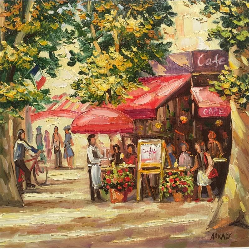 Peinture Café la royale 1 par Arkady | Tableau Figuratif Urbain Huile Acrylique