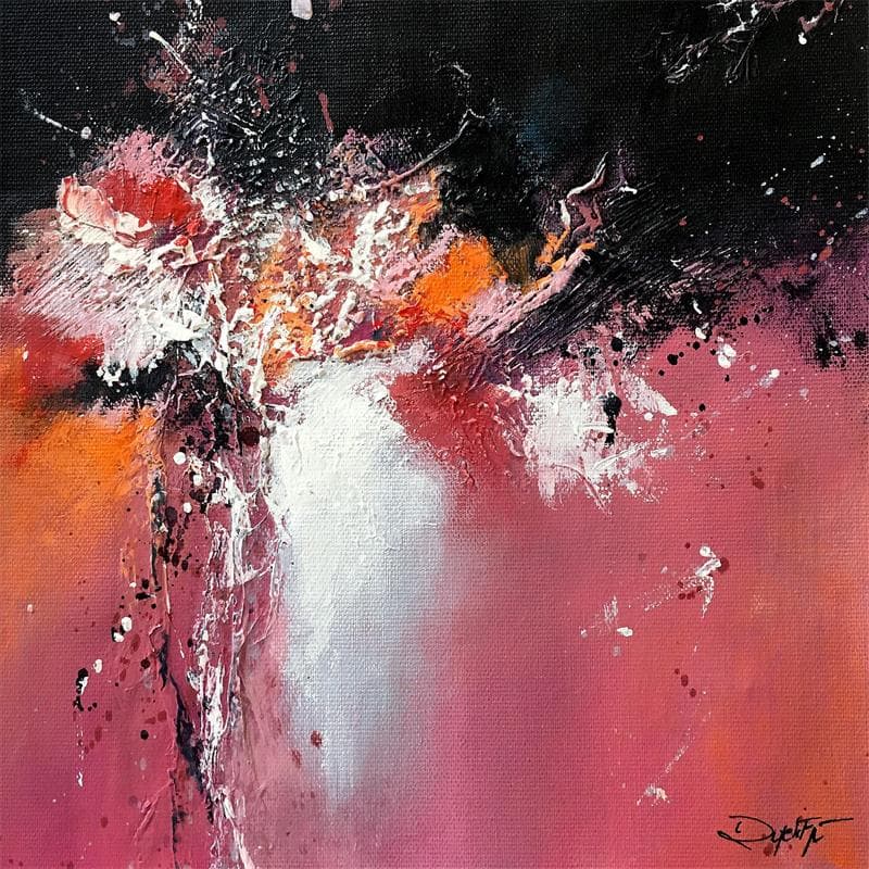 Painting Dans la nuit, la rose by Dupetitpré Roselyne | Painting Abstract Minimalist Acrylic