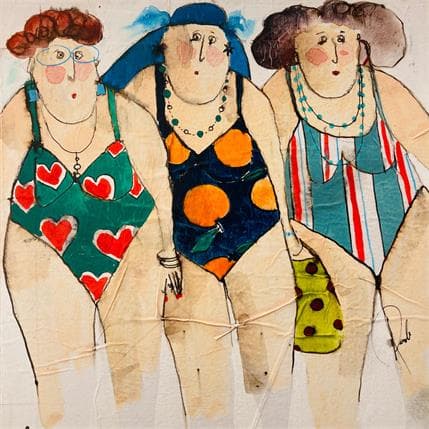 Painting Martine, Magalie, Martha by Colombo Cécile | Painting Figurative Acrylic, Gluing, Ink, Pastel Pop icons, Portrait