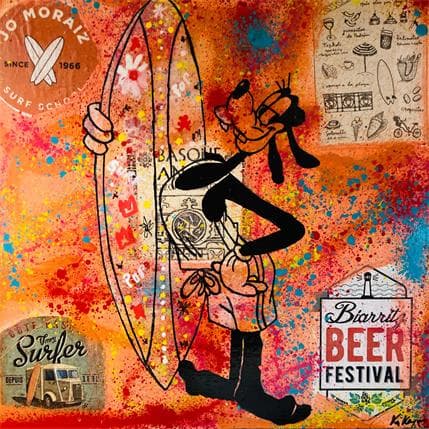 Peinture Pluto surf par Kikayou | Tableau Pop-art Graffiti Icones Pop