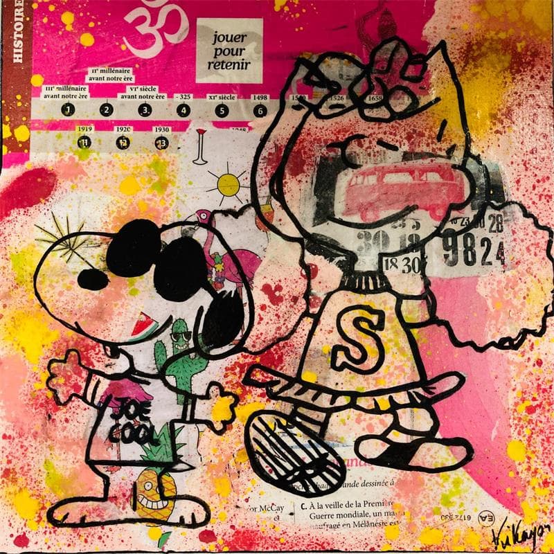 Peinture Snoopy and Co par Kikayou | Tableau Figuratif Portraits Icones Pop Graffiti