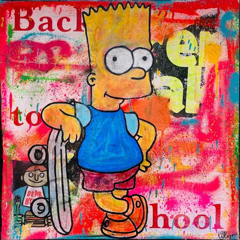 Painting Bart Skate by Kikayou | Painting Pop-art Pop icons Graffiti