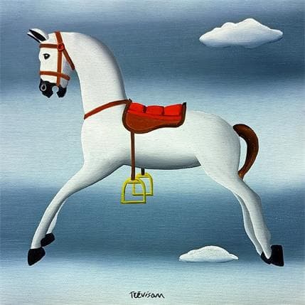 Painting Little white horse by Trevisan Carlo | Painting Surrealism Oil Animals