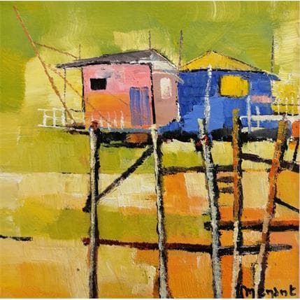 Peinture Carrelets sur l'esturaire par Menant Alain | Tableau Figuratif Acrylique, Huile Icones Pop
