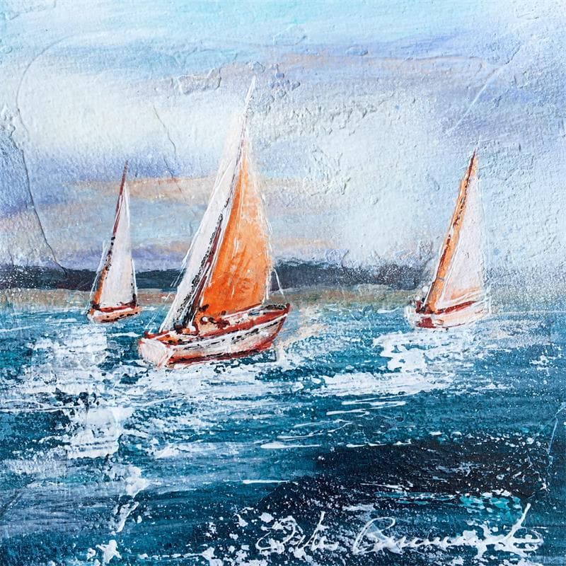 Painting Le long de la côte by Ortis-Bommarito Nicole | Painting Figurative Marine Acrylic