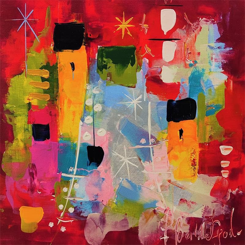 Peinture Au pays du soleil levant par Bastide d´Izard Armelle | Tableau Abstrait Paysages Urbain Acrylique