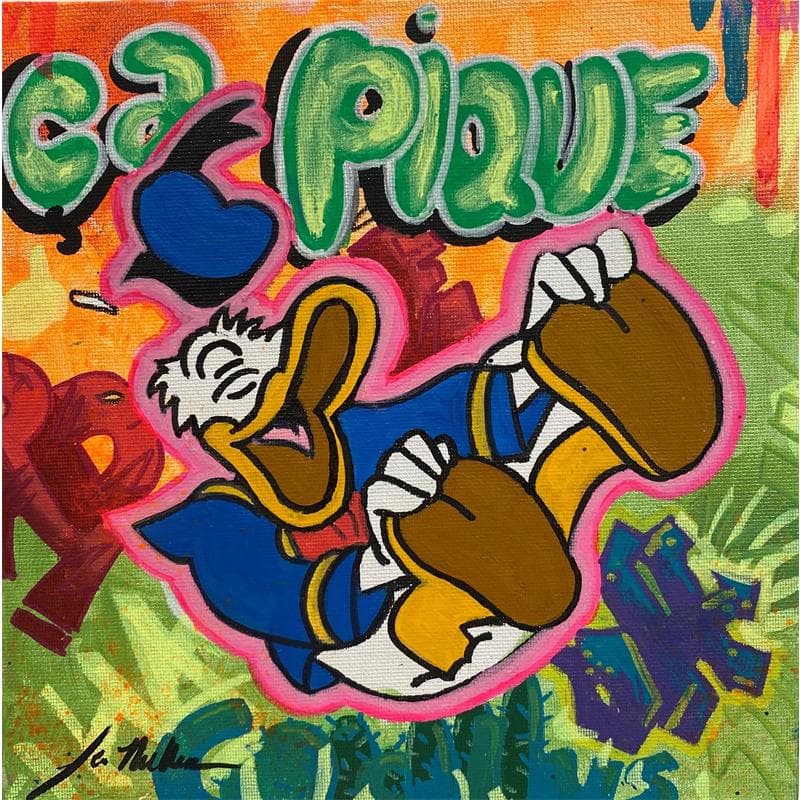 Peinture Fluo Duck par Miller Jen  | Tableau Street Art Icones Pop