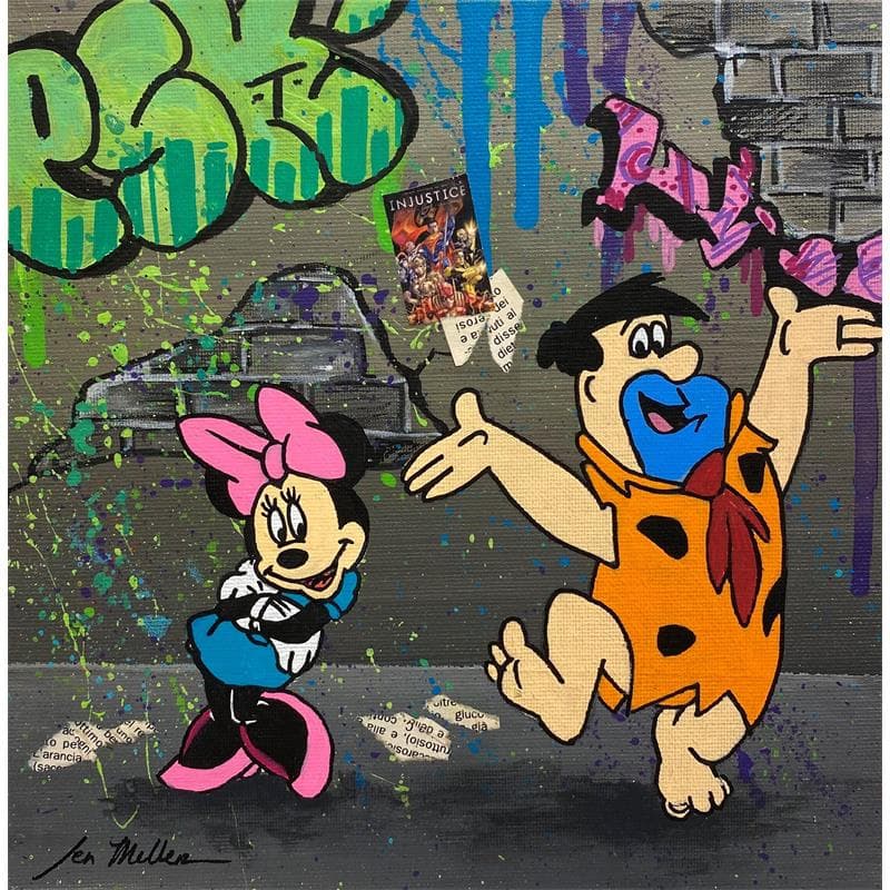 Peinture Flitstones Parade par Miller Jen  | Tableau Street Art Icones Pop