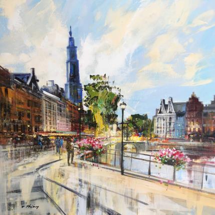 Peinture solitary walk par Frédéric Thiery | Tableau Figuratif Acrylique Urbain