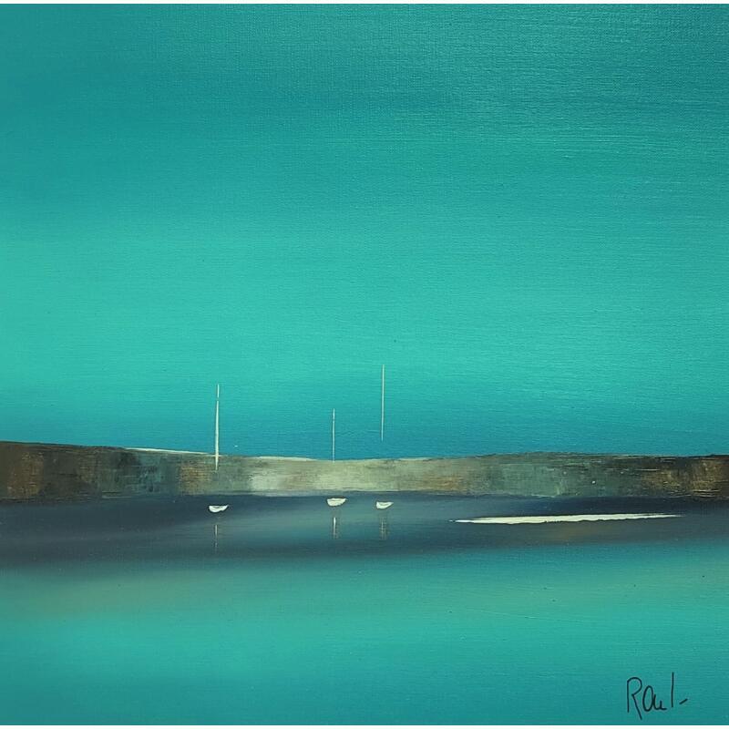 Painting Symphonie azur 32 by Roussel Marie-Ange et Fanny | Painting Impressionism Landscapes Marine Minimalist Oil