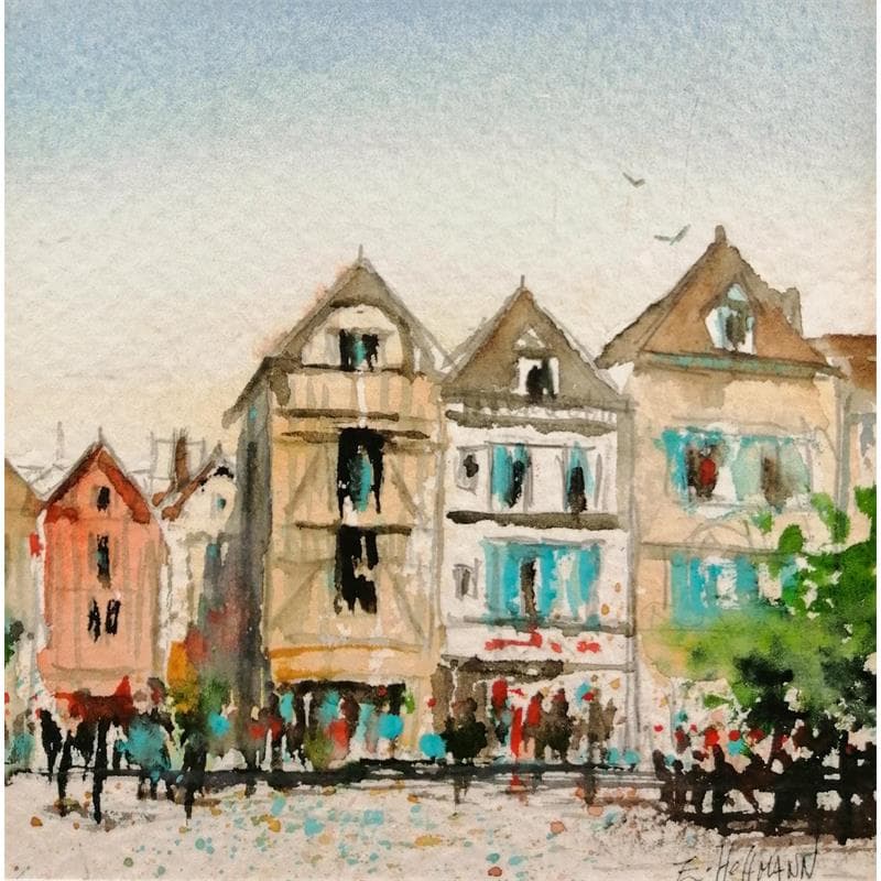 Gemälde Troyes 35 von Hoffmann Elisabeth | Gemälde Figurativ Urban Aquarell
