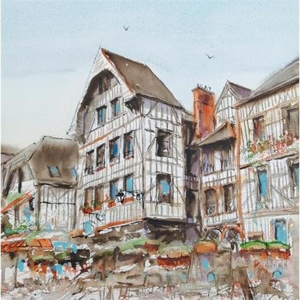 Peinture Troyes 28 par Hoffmann Elisabeth | Tableau Figuratif Aquarelle Urbain