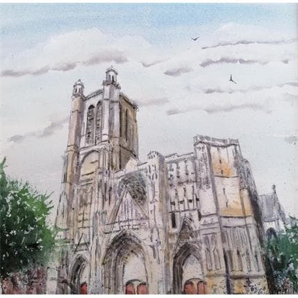 Peinture Troyes 24 par Hoffmann Elisabeth | Tableau Figuratif Aquarelle Urbain