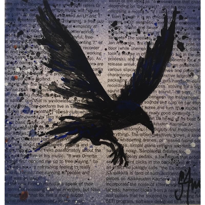 Peinture L'envol par S4m | Tableau Street Art Animaux Acrylique