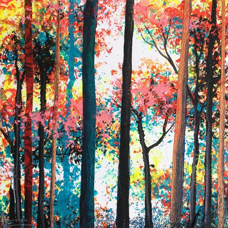 Gemälde Troncs et couleurs von Locoge Alice | Gemälde Figurativ Landschaften Acryl