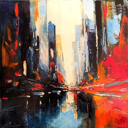 Peinture The flaming city par Bond Tetiana | Tableau Figuratif Huile Urbain