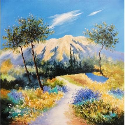 Gemälde chemin en pays aixois von Lyn | Gemälde Figurativ Öl Landschaften
