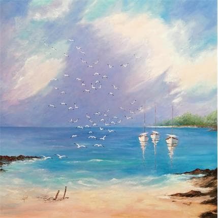 Gemälde oxygène von Lyn | Gemälde Figurativ Öl Landschaften