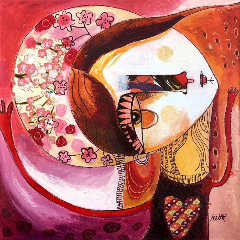 Gemälde La roussette von Ketfa Laure | Gemälde Art brut Porträt Acryl