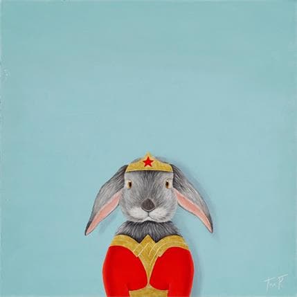Pintura WONDER RABBIT por Ann R | Pintura Arte naïf Aceite Animales, Iconos pop, Retrato