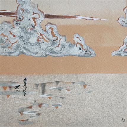Peinture Reflets sur le sable mouillé par Jovys Laurence  | Tableau Figuratif Sable Paysages