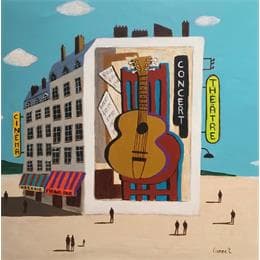 Painting La guitare by Lionnet Pascal | Painting Surrealism Acrylic Animals