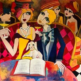 Peinture Une soirée tous les deux par Fauve | Tableau Figuratif Huile