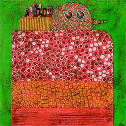 Painting Bird 4 by Ortiz Gustavo | Painting Abstract Cardboard, Gluing Animals