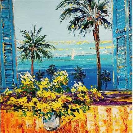 Peinture Bouquet aux mimosas par Corbière Liisa | Tableau Figuratif Huile Marine, Paysages