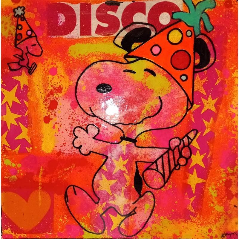 Peinture Snoopy disco par Kikayou | Tableau Pop-art Icones Pop Graffiti