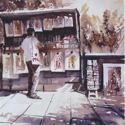 Peinture Fou de vieux livres par Abbatucci Violaine | Tableau Figuratif Aquarelle Scènes de vie